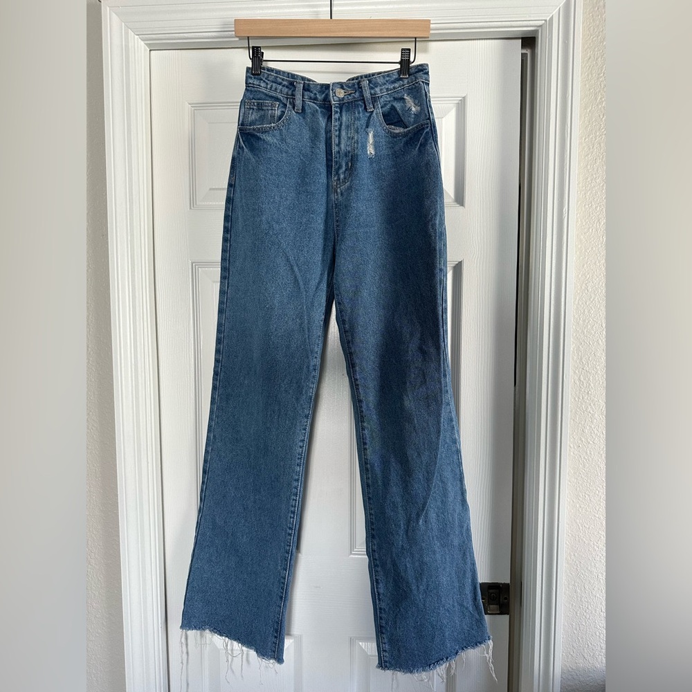 Classic High-Rise Straight Leg Jeans in Dark Blue